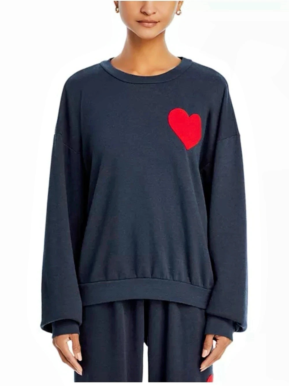 Aviator Nation Heart Graphic Sweatshirt Black & Red Like New